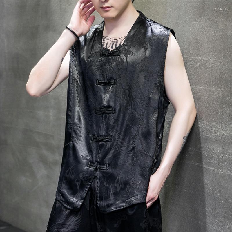 Men's Tank Tops 2022 Men's Ice Silk Dark Vest Summer Men Dragon Pattern Sleeveless Buckle Shirt Male Chinese Exquisite Hanfu, Black
Men's Tank Tops 2022 Men's Ice Silk Dark Vest Summer Men Dragon Pattern Sleeveless Buckle Shirt Male Chinese Exquisite Hanfu, Black