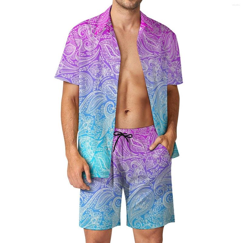 Men's Tracksuits Pink To Blue Men Sets White Floral Paisley Casual Shorts Beach Shirt Set Summer Vintage Suit Short Sleeves Big Size, Style-3
Men's Tracksuits Pink To Blue Men Sets White Floral Paisley Casual Shorts Beach Shirt Set Summer Vintage Suit Short Sleeves Big Size, Style-3