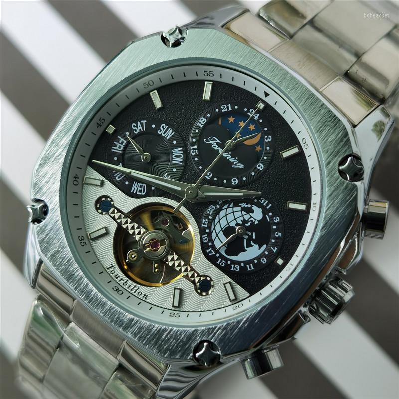 Wristwatches Forsining Tourbillon Mens Automatic Mechanical Watches Silver Square Stainless Steel Moonphase Relogio Masculino Watch For Men, Silver black
Wristwatches Forsining Tourbillon Mens Automatic Mechanical Watches Silver Square Stainless Steel Moonphase Relogio Masculino Watch For Men, Silver black