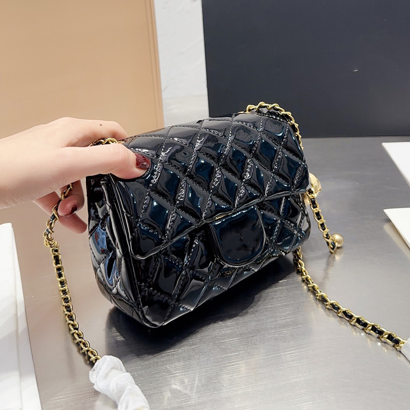 Womens Cross Body Classic Mini Flap Shoulder Bag Square Quilted Patent Leather Crush Gold Ball Adjustable Shoulder Strap Purse Cosmetics Case Designer Handbag 17CM, Box
Womens Cross Body Classic Mini Flap Shoulder Bag Square Quilted Patent Leather Crush Gold Ball Adjustable Shoulder Strap Purse Cosmetics Case Designer Handbag 17CM, Box