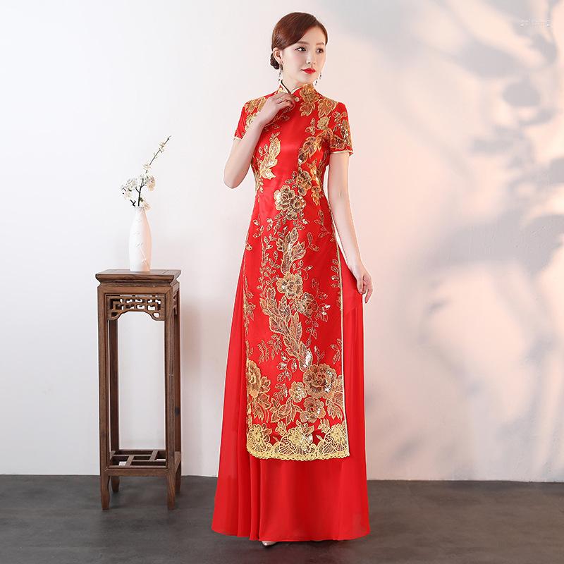 Ethnic Clothing Cheongsam Modern Long Chinese Style Evening Dress Oriental Womens Elegant Party Qipao Wedding 2022
Ethnic Clothing Cheongsam Modern Long Chinese Style Evening Dress Oriental Womens Elegant Party Qipao Wedding 2022