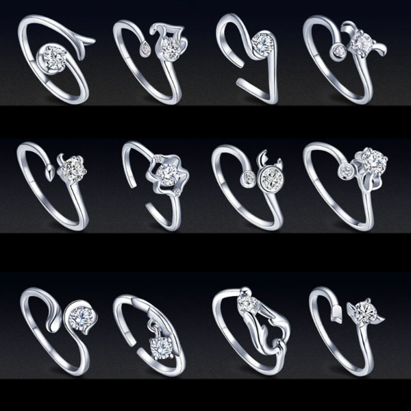 12 Zodiac Ring Open Adjustable CZ Rings virgo Leo libra couple finger Rings constell for women Fine fashion jewelry
12 Zodiac Ring Open Adjustable CZ Rings virgo Leo libra couple finger Rings constell for women Fine fashion jewelry
