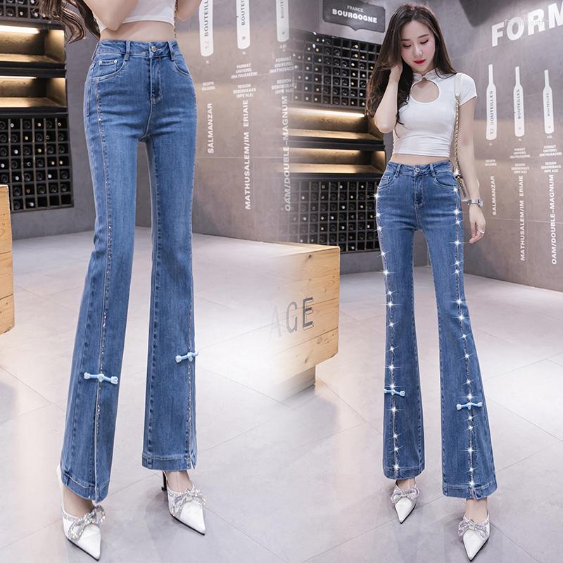 Women' Jeans Retro Disc Buckle Split Flared Women' Spring High Waist Heavy Industry Drill Denim Pants Boyfriend, Blue
Women' Jeans Retro Disc Buckle Split Flared Women' Spring High Waist Heavy Industry Drill Denim Pants Boyfriend, Blue