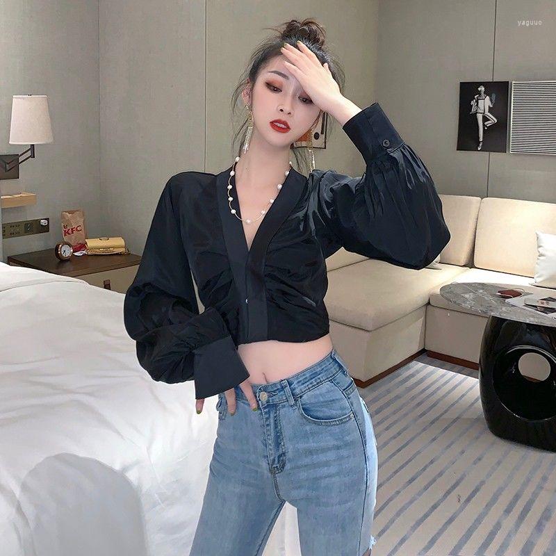Women's Blouses Blouse Women Black V-neck Long Sleeve Shirt Women's Spring Short Top Blusas Mujer De Moda, White
Women's Blouses Blouse Women Black V-neck Long Sleeve Shirt Women's Spring Short Top Blusas Mujer De Moda, White