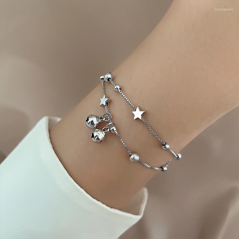 Link Bracelets PANJBJ 925 Stamp Silver Color Double Layer Star Bracelet For Women Girl Small Bell Frosting Jewelry Gift Dropship Wholesale
Link Bracelets PANJBJ 925 Stamp Silver Color Double Layer Star Bracelet For Women Girl Small Bell Frosting Jewelry Gift Dropship Wholesale