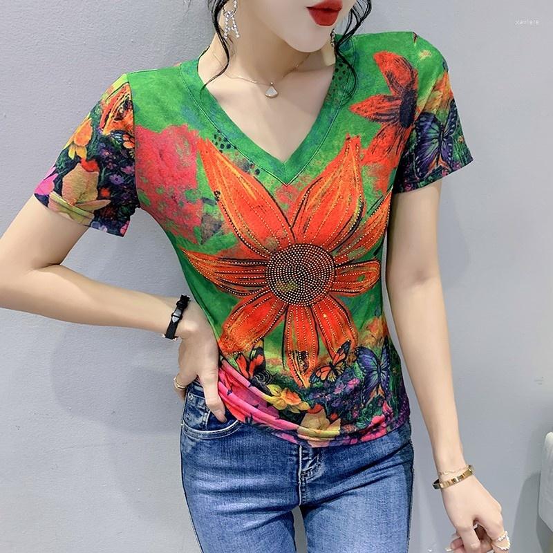 Women' T Shirts Summer Shirt Flower Printed Sexy Skinny Diamonds Elastic Womens Tee Short Sleeves V-neck Vintage Thin, Gray
Women' T Shirts Summer Shirt Flower Printed Sexy Skinny Diamonds Elastic Womens Tee Short Sleeves V-neck Vintage Thin, Gray