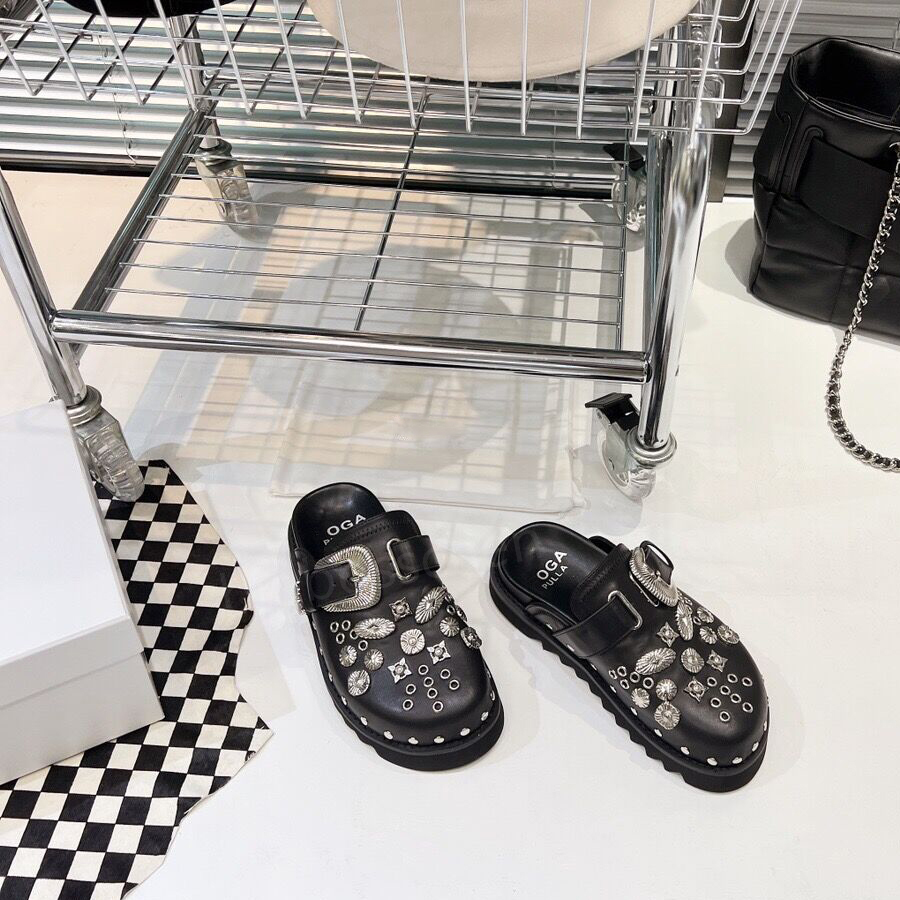 Women's Toga Fashion Luxury Thick Bottom with Buckles Rivets Metal Pieces Punk Wind Black Flat Sandals Serrated Casual Wrap Head Half Slippers 35-40, Rivet black
Women's Toga Fashion Luxury Thick Bottom with Buckles Rivets Metal Pieces Punk Wind Black Flat Sandals Serrated Casual Wrap Head Half Slippers 35-40, Rivet black