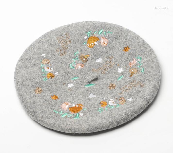 Berets 4 Colors Painter Winter Thick Hats For Women Wool Luxury Flower Birds Embroidery Beret Female Warm Cap, White
Berets 4 Colors Painter Winter Thick Hats For Women Wool Luxury Flower Birds Embroidery Beret Female Warm Cap, White