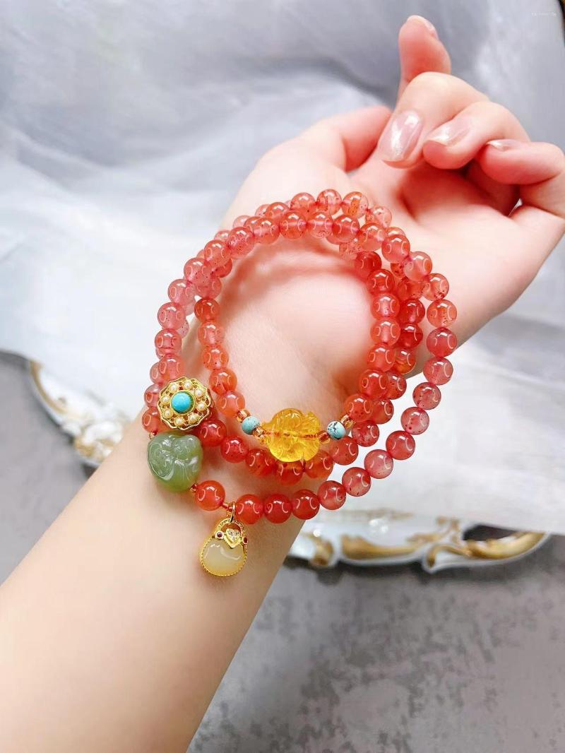 Strand Natural Sichuan Cherry Red South Agate Multi Loop Bracelet Color Body Moisturizing With An Jade Buddha Amber Goldfish
Strand Natural Sichuan Cherry Red South Agate Multi Loop Bracelet Color Body Moisturizing With An Jade Buddha Amber Goldfish