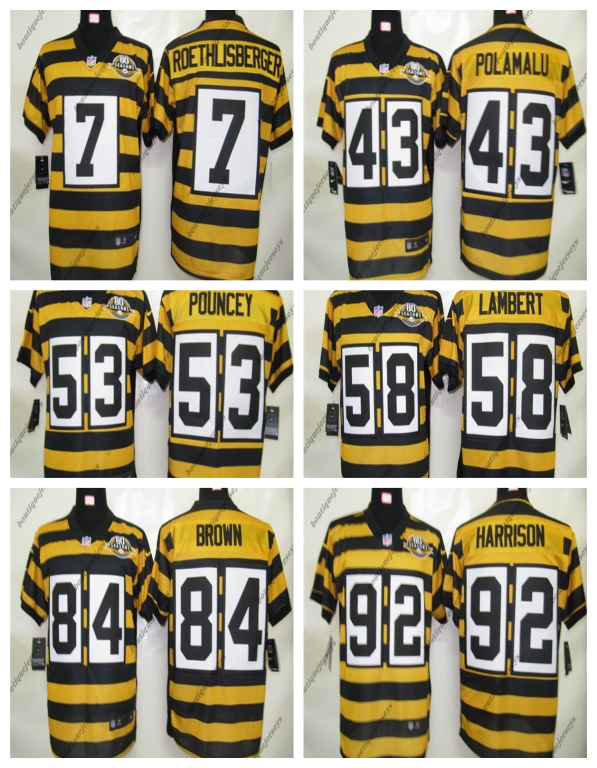 Steelers''Pittsburgh''Men Jersey Women Youth 84 Antonio Brown 58 Lambert 53 Pouncey 43 Polamalu 7 Roethlisberger 92 Harrison Yellow 80th''NFL''Football Jerseys
Steelers''Pittsburgh''Men Jersey Women Youth 84 Antonio Brown 58 Lambert 53 Pouncey 43 Polamalu 7 Roethlisberger 92 Harrison Yellow 80th''NFL''Football Jerseys