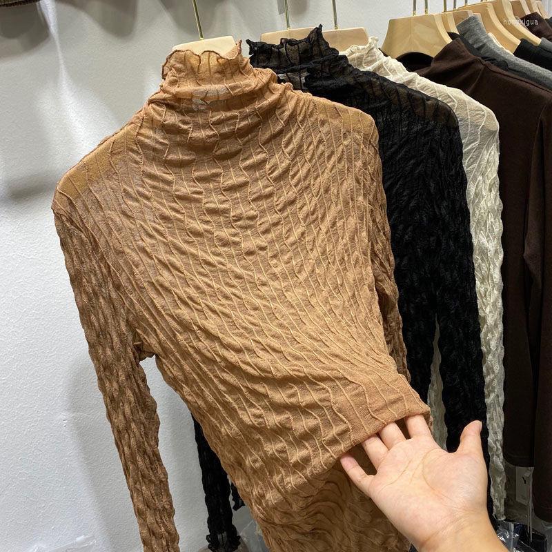 Women' T Shirts Lace Blouse Women Bottoming Shirt Gauze Winter Female Clothing Half Turtleneck Slim Tops T-shirt Office Lady Pullover T249, Black
Women' T Shirts Lace Blouse Women Bottoming Shirt Gauze Winter Female Clothing Half Turtleneck Slim Tops T-shirt Office Lady Pullover T249, Black