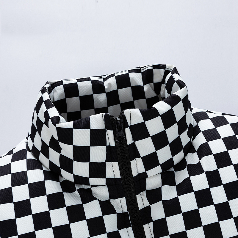 Men's Down Parkas Japanese Style Men Puffer Jacket Husband With Contrast Warm Plaid Retro Parkas Winter Streetwear Oversize Plaid Bubble Coat 221