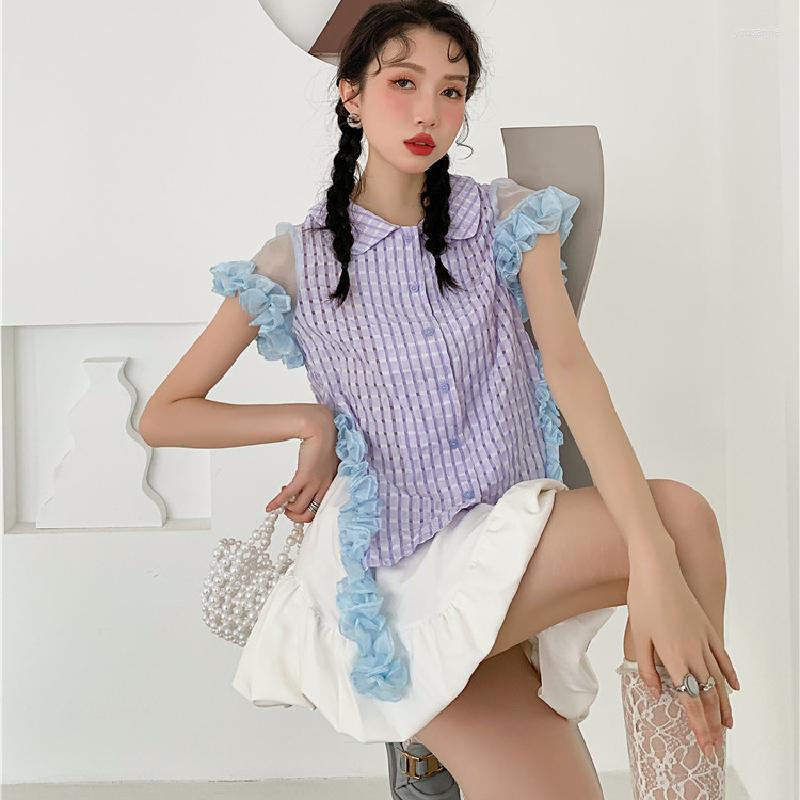 Women' Blouses Fairy Lolita Kawaii Shirts One Piece Baby Doll For Woman Ruffled Round Neck Short Sleeve Shirt On Both Hollow Sides, Purple shirt
Women' Blouses Fairy Lolita Kawaii Shirts One Piece Baby Doll For Woman Ruffled Round Neck Short Sleeve Shirt On Both Hollow Sides, Purple shirt