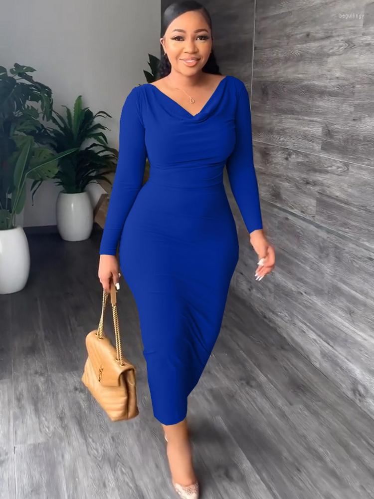 Ethnic Clothing African Dresses For Women Pleated V Collar Solid Color Dress Slim Spring Autumn Sexy Cut Out Party Office Midi Vestidos
Ethnic Clothing African Dresses For Women Pleated V Collar Solid Color Dress Slim Spring Autumn Sexy Cut Out Party Office Midi Vestidos
