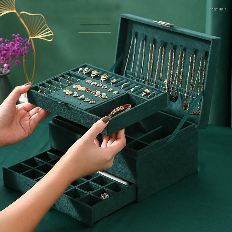 Jewelry Pouches Fashion Green Velvet Organizer Box Large Earring Necklace Makeup Holder Cases Flannel Jewellery With Lock For Women
Jewelry Pouches Fashion Green Velvet Organizer Box Large Earring Necklace Makeup Holder Cases Flannel Jewellery With Lock For Women