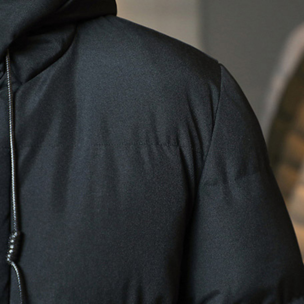 Men's Down Parkas Men Midlength Cotton Jacket Winter Thickened Warm Hooded Cotton Jacket Solid Color Casual Men's Hooded Jacket Extended Coa