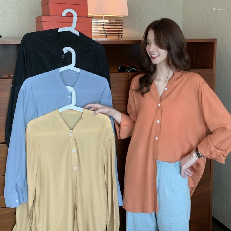Women's Blouses 2022 Women Spring Elegant Vintage V Neck Shirt Coat Single Breasted Blouse Straight Loose Tops, Orange
Women's Blouses 2022 Women Spring Elegant Vintage V Neck Shirt Coat Single Breasted Blouse Straight Loose Tops, Orange
