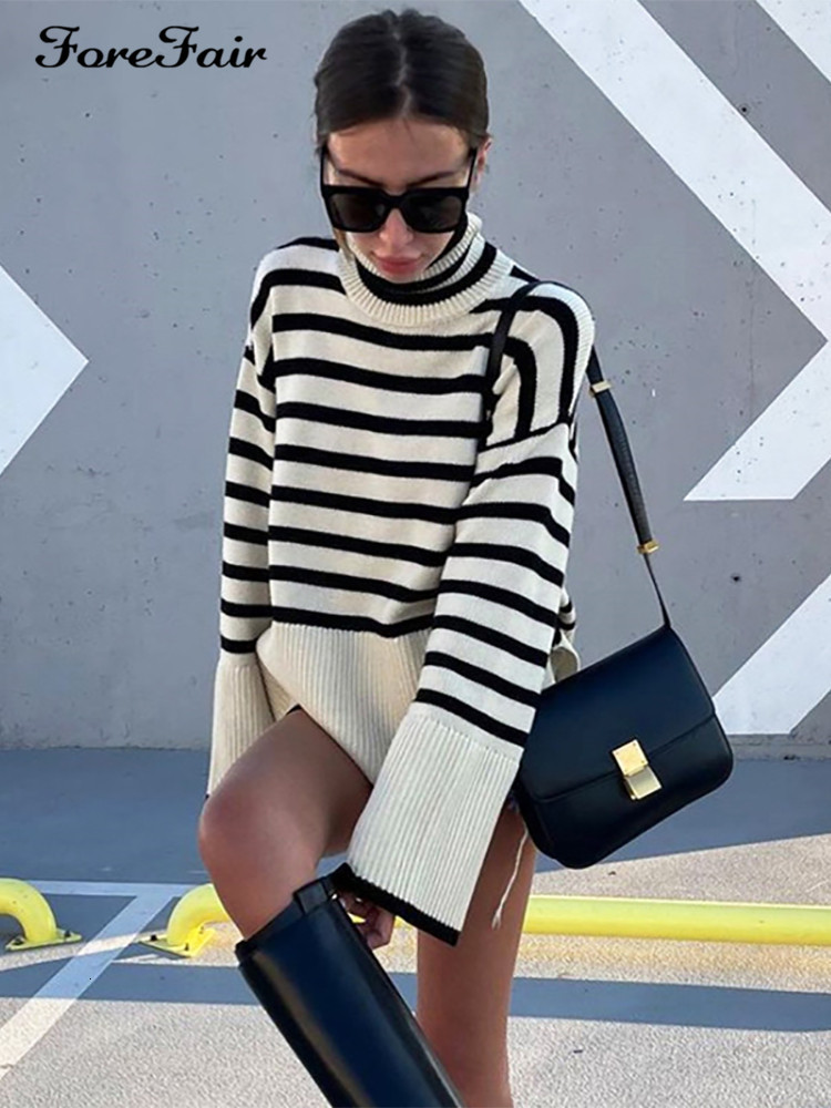 Women's Sweaters Forefair Autumn Winter Oversized Knitted Pullover Women Turtleneck Long Sleeve Khaki Striped Loose Sweater Casual Fashion 221201, Light blue
Women's Sweaters Forefair Autumn Winter Oversized Knitted Pullover Women Turtleneck Long Sleeve Khaki Striped Loose Sweater Casual Fashion 221201, Light blue