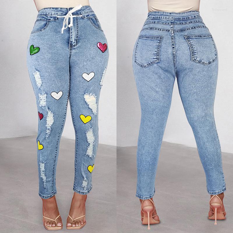 Women' Jeans Fashion Heart Print Women Casual Skinny Thin Ripped Pencil Pants Femme Drawstring Denim Trousers, Blue
Women' Jeans Fashion Heart Print Women Casual Skinny Thin Ripped Pencil Pants Femme Drawstring Denim Trousers, Blue