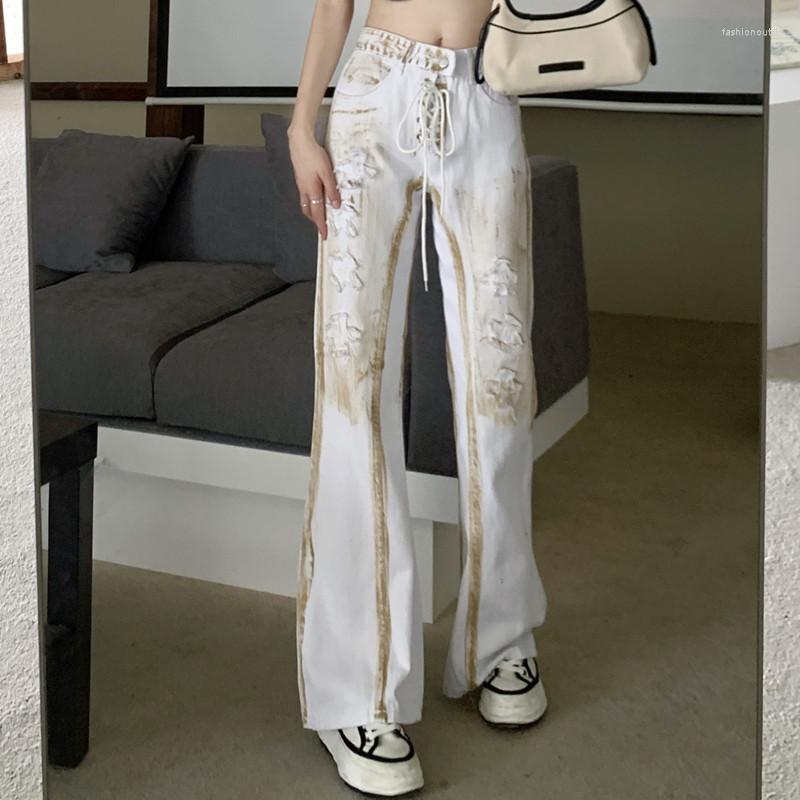Women' Jeans Vintage High Waist Lace Up Baggy For Women Tie Dye Holes Pants Loose Straight Denim Trousers 2022 Fall Jean Female 8331, White
Women' Jeans Vintage High Waist Lace Up Baggy For Women Tie Dye Holes Pants Loose Straight Denim Trousers 2022 Fall Jean Female 8331, White
