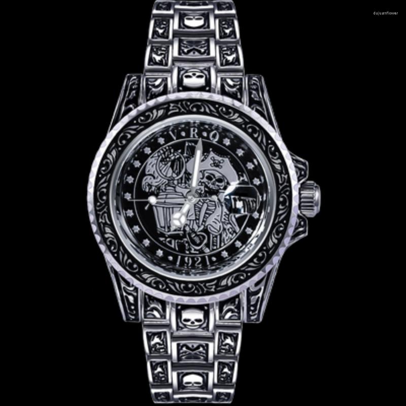 Wristwatches Men's Luxury Skeleton Automatic Mechanical Watch Luminous Calendar Sapphire Water Ghost Wristwatch Business Diving Sports
Wristwatches Men's Luxury Skeleton Automatic Mechanical Watch Luminous Calendar Sapphire Water Ghost Wristwatch Business Diving Sports
