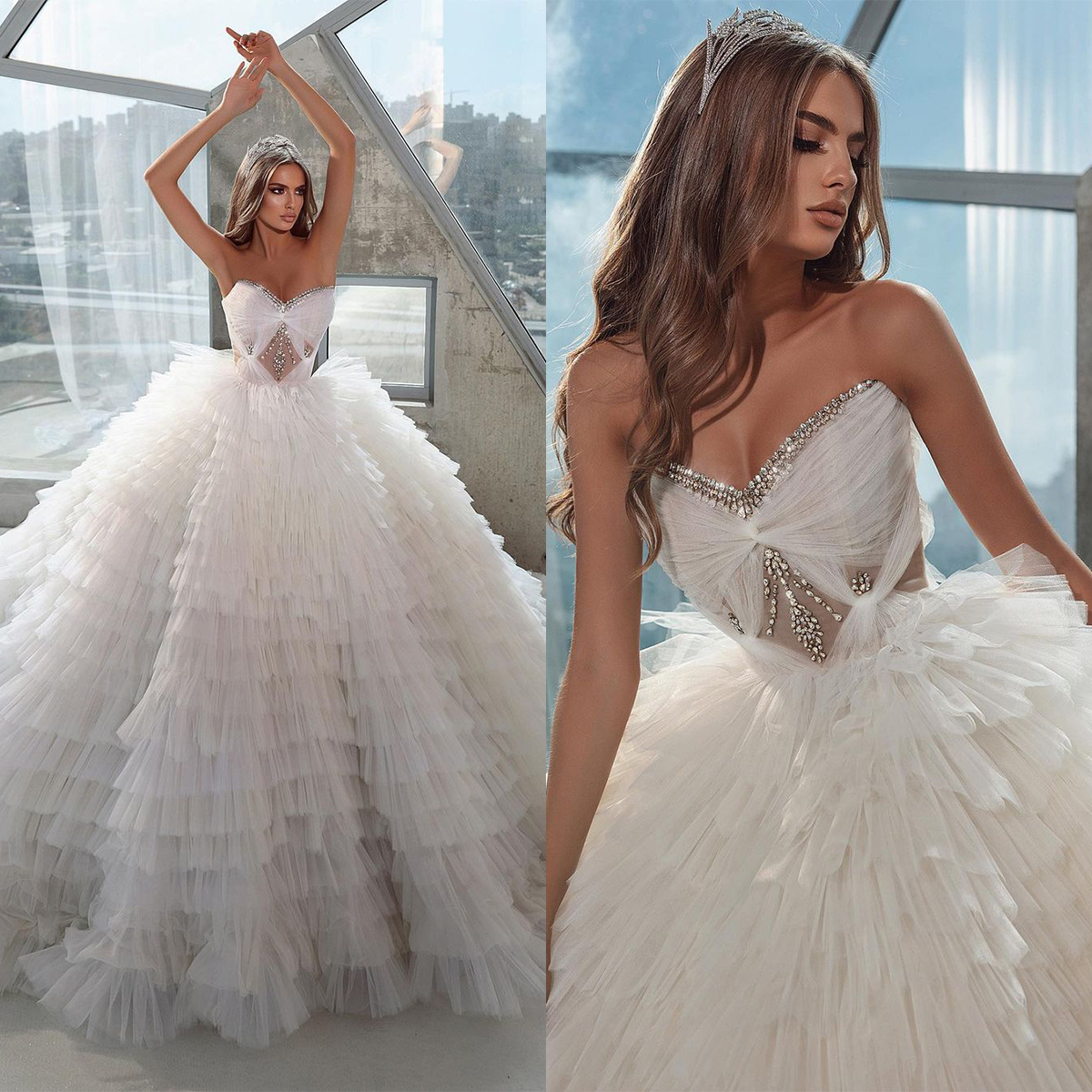 Luxurious Ball Gown Wedding Dresses Sweetheart with Beaded Sleeveless Backless Layered Up Tulle Net Court Gown Custom Made Plus Side Vestidos De Novia, Silver
Luxurious Ball Gown Wedding Dresses Sweetheart with Beaded Sleeveless Backless Layered Up Tulle Net Court Gown Custom Made Plus Side Vestidos De Novia, Silver