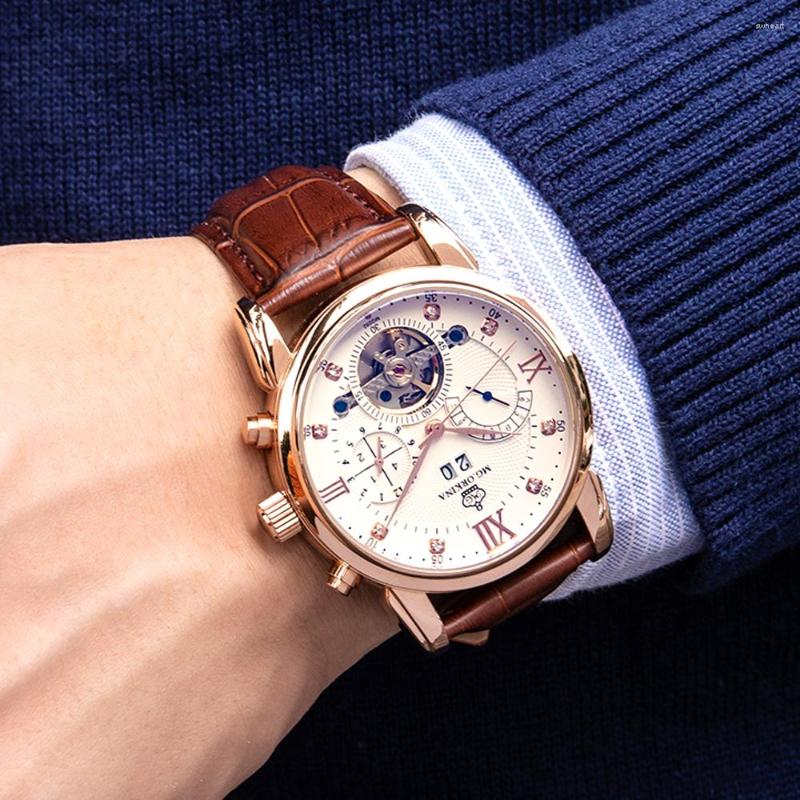 Wristwatches Tourbillon Watch Mechanical ORKINA Automatic Self-Wind Brown Leather Auto Date Week Quality Limited Edition Wrist Watches, Black
Wristwatches Tourbillon Watch Mechanical ORKINA Automatic Self-Wind Brown Leather Auto Date Week Quality Limited Edition Wrist Watches, Black