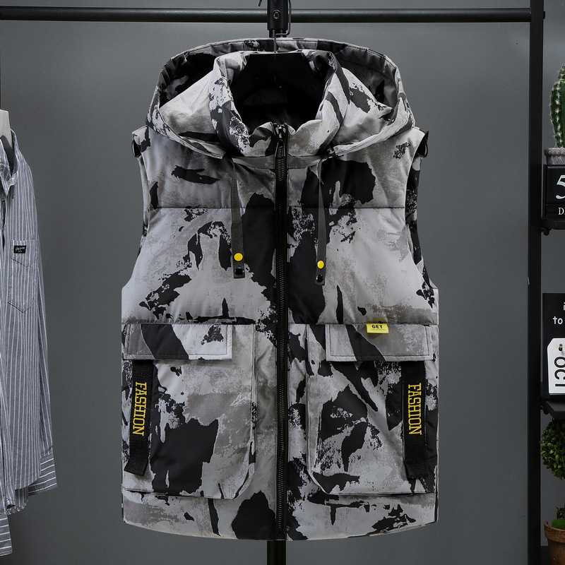 Men' Vests Men Winter camouflage Vests Hooded Thick Vest Waterproof Cotton Padded Sleeveless Coat Men woman Waterproof Thick Waistcoat 221202, White
Men' Vests Men Winter camouflage Vests Hooded Thick Vest Waterproof Cotton Padded Sleeveless Coat Men woman Waterproof Thick Waistcoat 221202, White