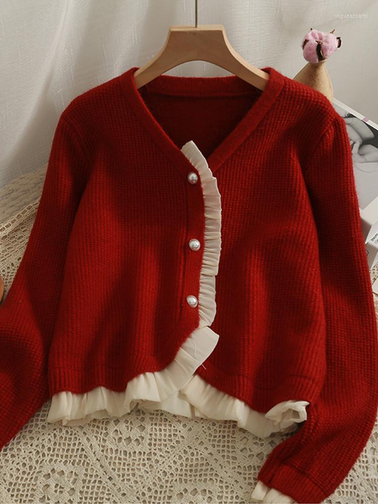 Women's Knits YornMona Korean Fashion Mesh Ruffled Patchwork Knitted Cardigans 2022 Elegant Single-breasted Casual Long Sleeve Sweaters, Black
Women's Knits YornMona Korean Fashion Mesh Ruffled Patchwork Knitted Cardigans 2022 Elegant Single-breasted Casual Long Sleeve Sweaters, Black