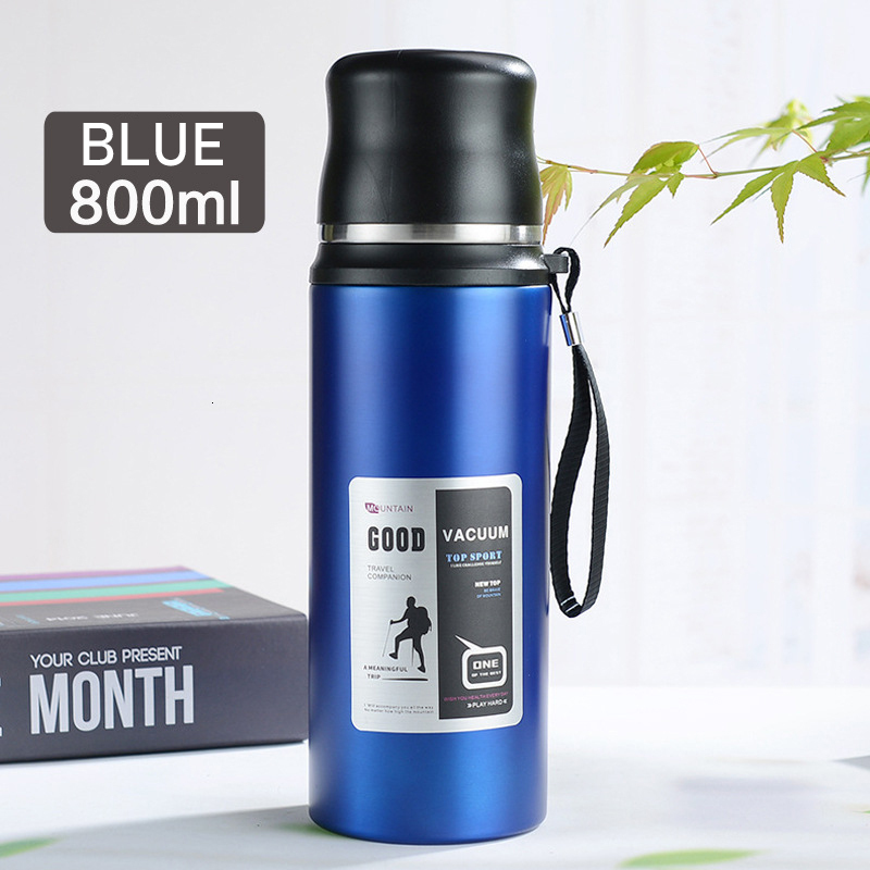Thermoses 1000 800 600ml Thermal Mug 304 Stainless Steel Cup Vacuum Outdoor Large Capacity Water 221202