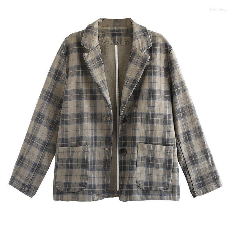 Women's Jackets 2022 Spring Autumn Jacket Plaid Cotton Female Blazer Vintage Short Coat Ladies Loose Tops Single-Breasted Outerwear, Khaki
Women's Jackets 2022 Spring Autumn Jacket Plaid Cotton Female Blazer Vintage Short Coat Ladies Loose Tops Single-Breasted Outerwear, Khaki