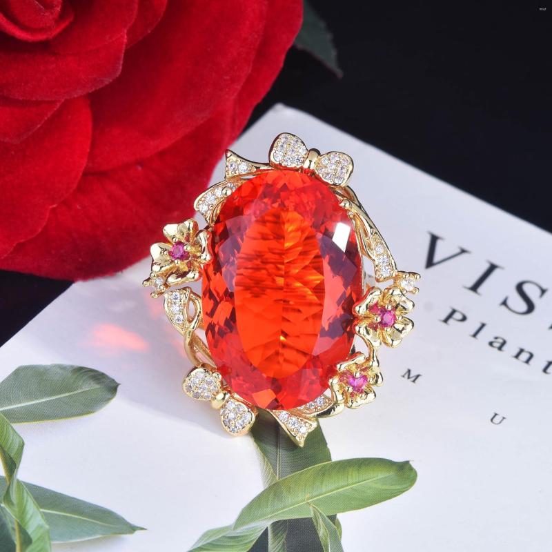 Cluster Rings Foydjew Luxury 20 30mm Orange Big Stone Simulation Fanta Padparadscha Color Gemstone Open Adjustable Ring For Women
Cluster Rings Foydjew Luxury 20 30mm Orange Big Stone Simulation Fanta Padparadscha Color Gemstone Open Adjustable Ring For Women