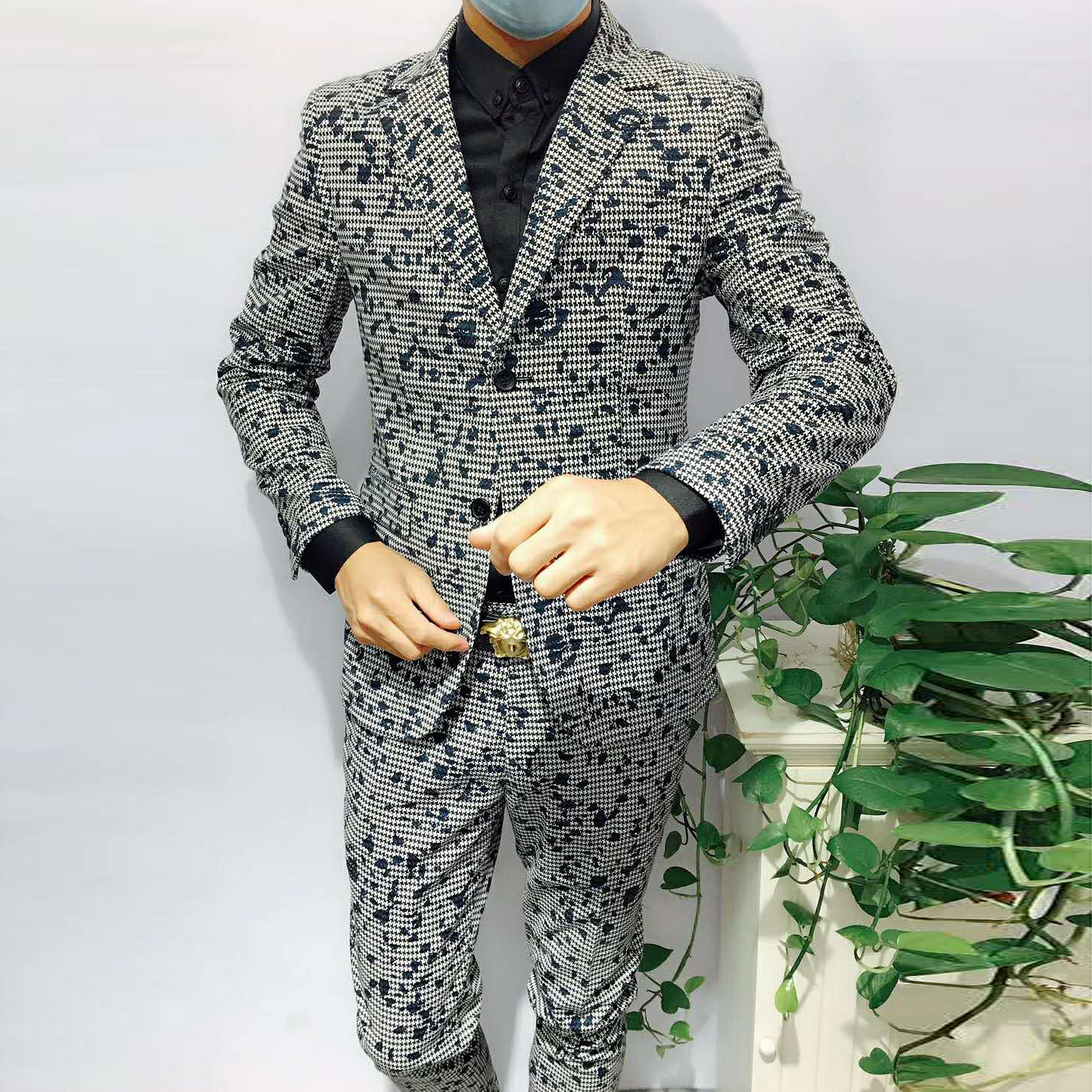 Men's Suits Blazers Autumn Fashion Black And White Jacquard Slim Set Korean 2-piece Luxury High Quality Blazer 221201, Gray
Men's Suits Blazers Autumn Fashion Black And White Jacquard Slim Set Korean 2-piece Luxury High Quality Blazer 221201, Gray