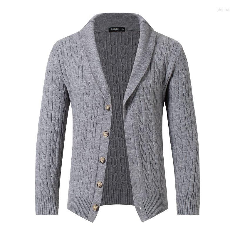 Men's Sweaters Twist Knitted Cardigan Sweater Autumn V-neck Men's Sueter Hombre Khaki Mens, Black