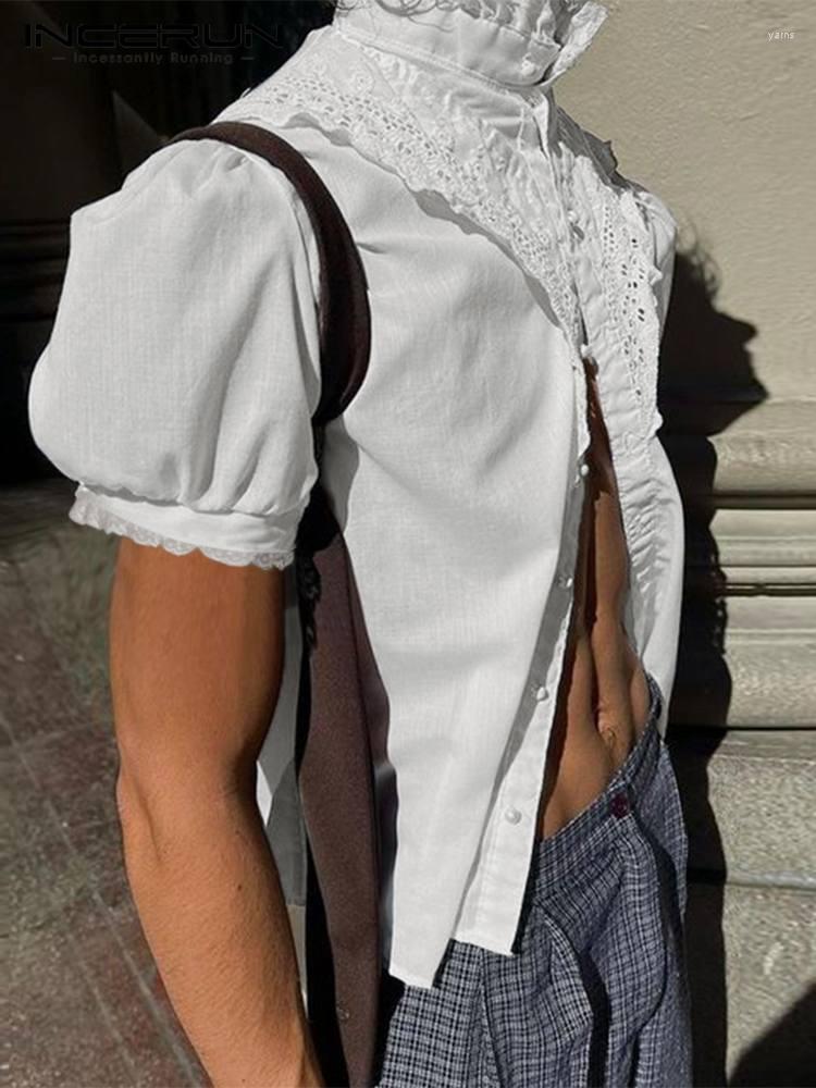Men' Casual Shirts INCERUN Tops 2022 American Style Men Lace Puff Sleeve Blouse Fashion Male Solid Short Half Turtleneck Button -5XL, White
Men' Casual Shirts INCERUN Tops 2022 American Style Men Lace Puff Sleeve Blouse Fashion Male Solid Short Half Turtleneck Button -5XL, White