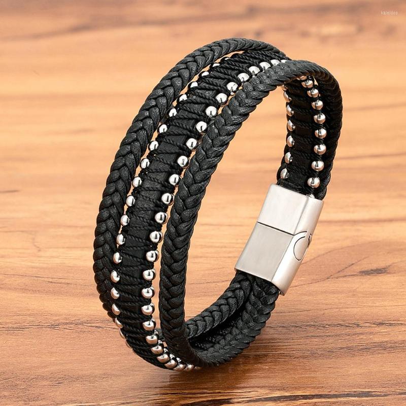 Charm Bracelets TYO Stylish Multilayer Braid Leather Mens Stainless Steel Magnetic Buckle Bead Bangles Jewelry Wholesale Customized
Charm Bracelets TYO Stylish Multilayer Braid Leather Mens Stainless Steel Magnetic Buckle Bead Bangles Jewelry Wholesale Customized