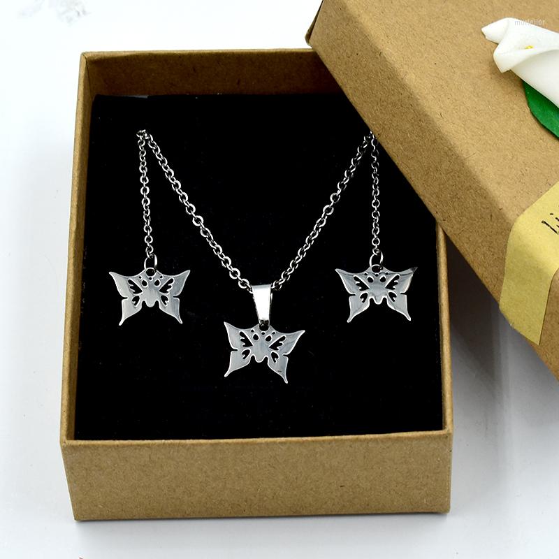 Necklace Earrings Set 2022 Fashion Stainless Steel Jewelry Women's Earring Butterfly Lady Wedding Accessories Clothing Decoration Gift, Picture shown 
Necklace Earrings Set 2022 Fashion Stainless Steel Jewelry Women's Earring Butterfly Lady Wedding Accessories Clothing Decoration Gift, Picture shown