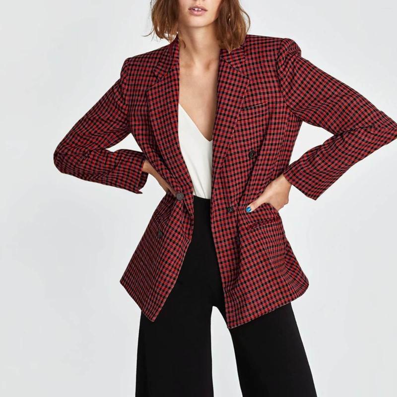 Women's Suits Vintage Plaid Print Blazer Feminino Double Breasted Notched Collar Elegant Woman Retro Coat, Black
Women's Suits Vintage Plaid Print Blazer Feminino Double Breasted Notched Collar Elegant Woman Retro Coat, Black
