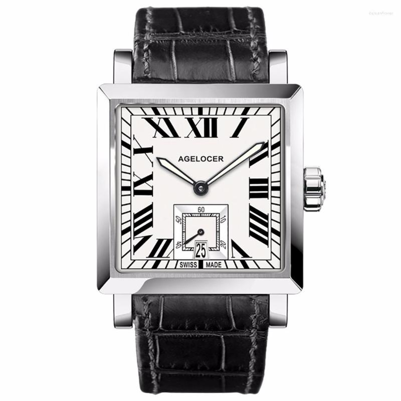 Wristwatches Agelcoer Luxury Dress Watches For Men Steel Leather Strap Waterproof Automatic Roman Numeral Markers 3301A1, 3302a1
Wristwatches Agelcoer Luxury Dress Watches For Men Steel Leather Strap Waterproof Automatic Roman Numeral Markers 3301A1, 3302a1
