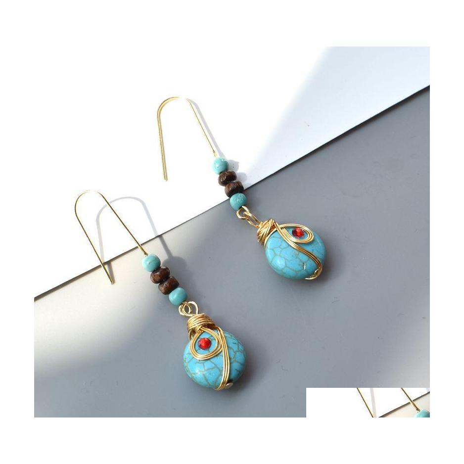 Dangle Chandelier Fashion Jewelry National Style Dangle Earring Beaded Handmade Turquoise Earrings Drop Delivery Dhldu