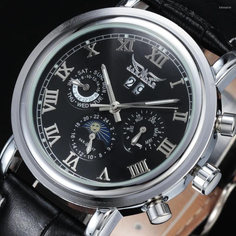 Wristwatches JARAGAR Men Watches Automatic Mechanical Watch Tourbillon Diamond Clock Leather Casual Business Wristwatch Silver Relojes, 836702
Wristwatches JARAGAR Men Watches Automatic Mechanical Watch Tourbillon Diamond Clock Leather Casual Business Wristwatch Silver Relojes, 836702