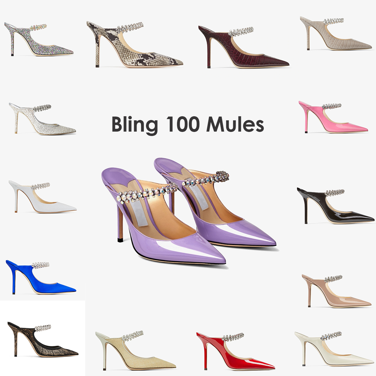 Designer Heels Women Dress Shoes Luxury Bing 100 Patent Leather Mules with Crystal Strap Pointy Toe Stiletto Heel EU35-43 With Box Wedding Party, 04
Designer Heels Women Dress Shoes Luxury Bing 100 Patent Leather Mules with Crystal Strap Pointy Toe Stiletto Heel EU35-43 With Box Wedding Party, 04