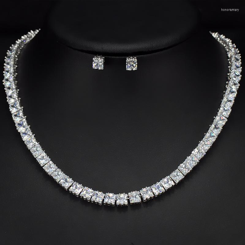 Necklace Earrings Set Sparkling Square Cubic Zirconia Crystal Silver Color Fashion Tennis Choker For Women Accessories, Picture shown
Necklace Earrings Set Sparkling Square Cubic Zirconia Crystal Silver Color Fashion Tennis Choker For Women Accessories, Picture shown