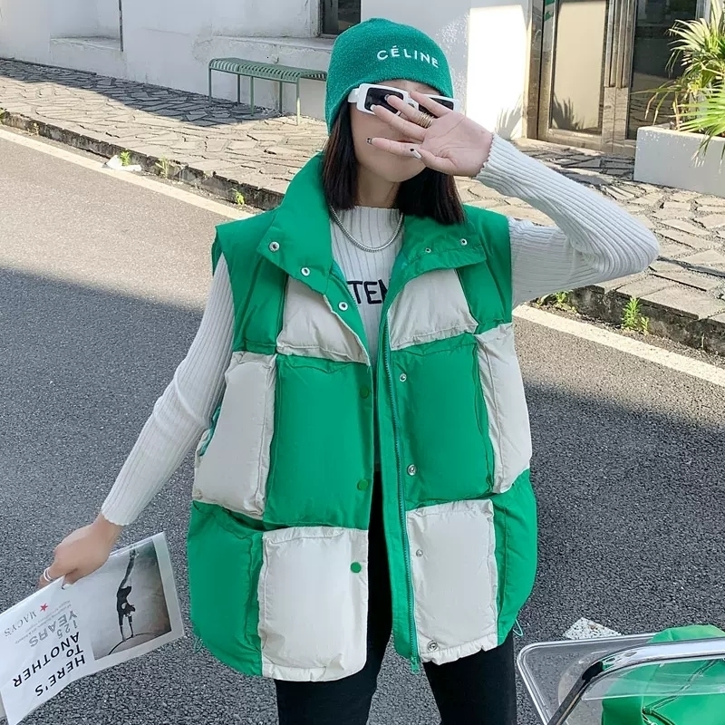 Women's Vests Contrast Color Splice Green Vest Women Fashion Cottonpadded Coat Waistcoat Woman Jacket Chalecos Para Mujer Waistcoat 221202, Black
Women's Vests Contrast Color Splice Green Vest Women Fashion Cottonpadded Coat Waistcoat Woman Jacket Chalecos Para Mujer Waistcoat 221202, Black