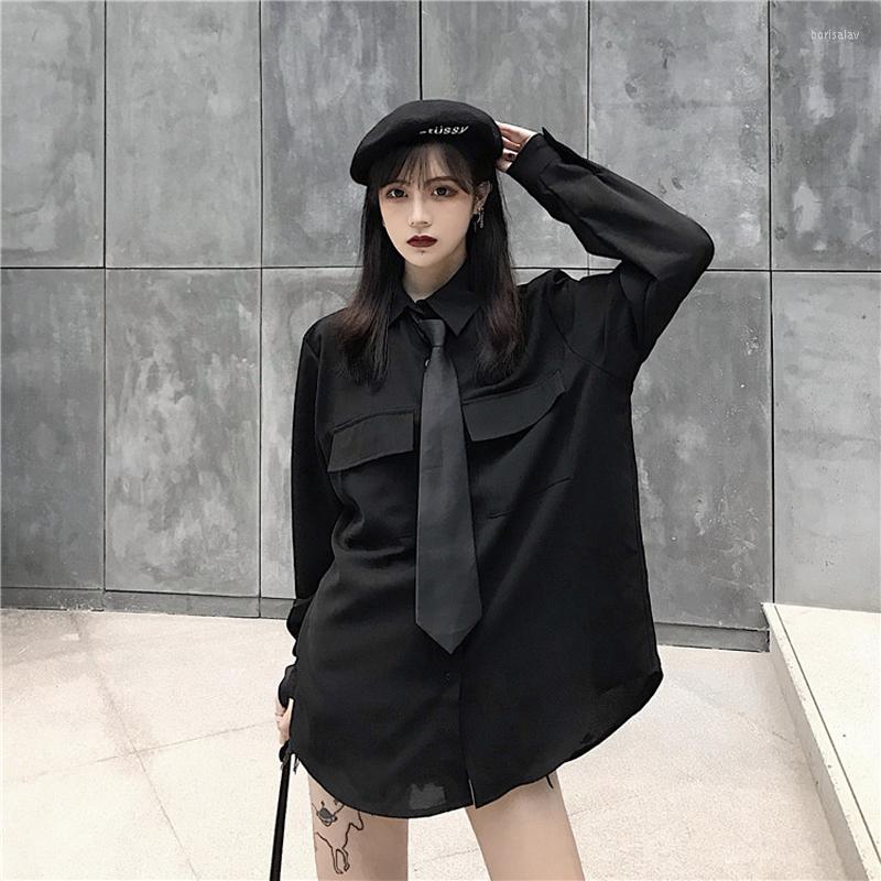 Women's Blouses Loose Fit Long Sleeve Black Shirt For Women Fashion Trends High Street Clothes Teenage Girls Gothic Tops Punk Streetwear, Gift-tie
Women's Blouses Loose Fit Long Sleeve Black Shirt For Women Fashion Trends High Street Clothes Teenage Girls Gothic Tops Punk Streetwear, Gift-tie