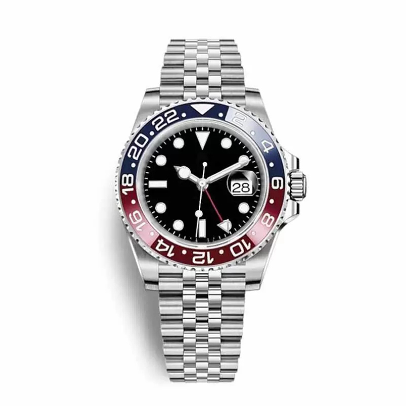 Top Mens Watch all Work Automatic Mechanical Watches Stainless Steel Blue Red Ceramic Sapphire Glass 40mm Men Watches Wrist Wristwatches Full Function