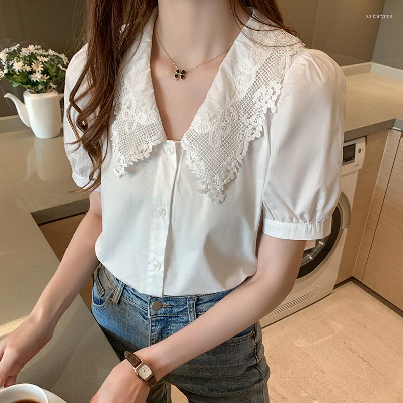 Women' Blouses Chic White Puff Sleeve Women Blouse Cute Hollow Embiodery Turndown Collar Summer Fashion Shirt Casual Ladies Top
Women' Blouses Chic White Puff Sleeve Women Blouse Cute Hollow Embiodery Turndown Collar Summer Fashion Shirt Casual Ladies Top