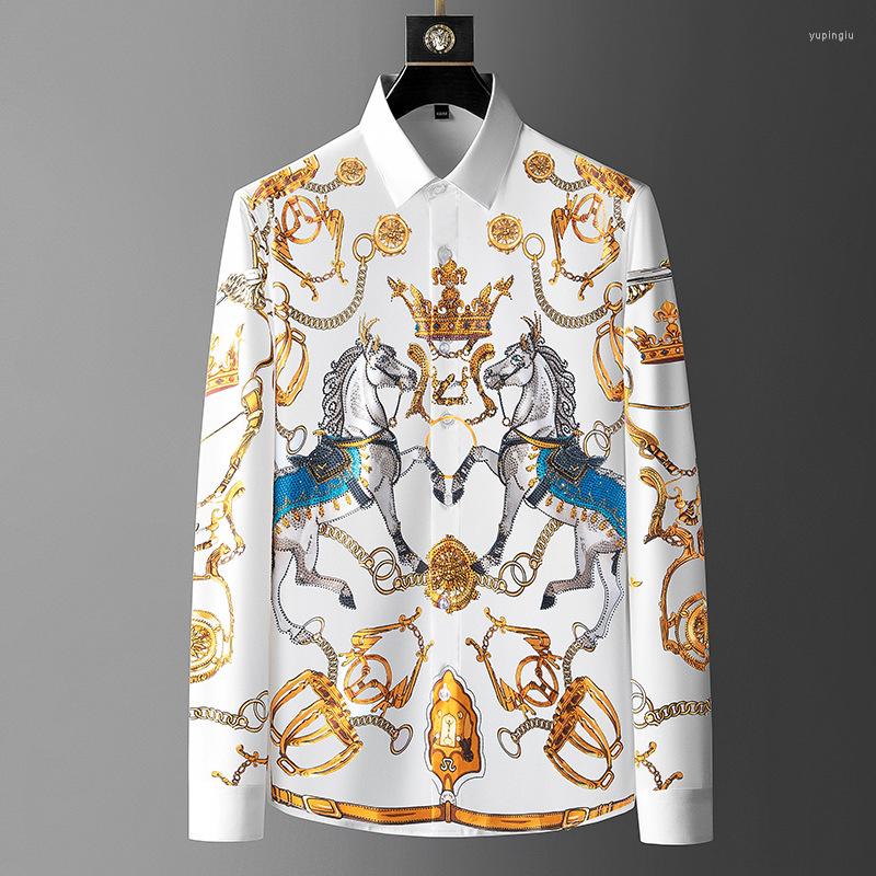 Men's Casual Shirts 22 Men Luxurious Crown Diamond Rhinestones Horse Fashion Cotton Shirt High Pocket Long-sleeves S 5XL #A651
Men's Casual Shirts 22 Men Luxurious Crown Diamond Rhinestones Horse Fashion Cotton Shirt High Pocket Long-sleeves S 5XL #A651