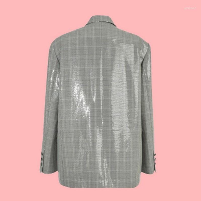 Women's Suits Loose Spring Sequined Plaid Blazer Women Fashion Single Breasted Office Lady Suit Jacket Streetwear Party Formal Outerwear, Light gray
Women's Suits Loose Spring Sequined Plaid Blazer Women Fashion Single Breasted Office Lady Suit Jacket Streetwear Party Formal Outerwear, Light gray