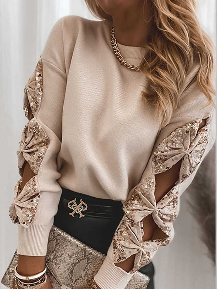 Hollow Out Blouse Women Sequin Bowknot Long Sleeve Top Solid Casual Fashion Shirt Spring Autumn Vintage Elegant, Black
Hollow Out Blouse Women Sequin Bowknot Long Sleeve Top Solid Casual Fashion Shirt Spring Autumn Vintage Elegant, Black
